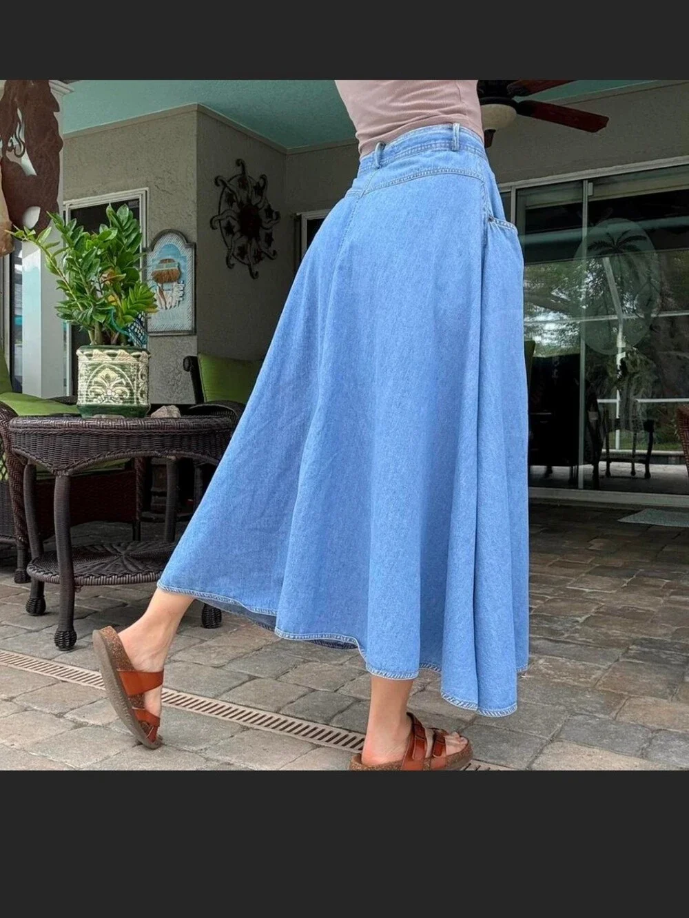 White Stag Light Blue Button-Front Denim Maxi Skirt - Picture 2 of 5